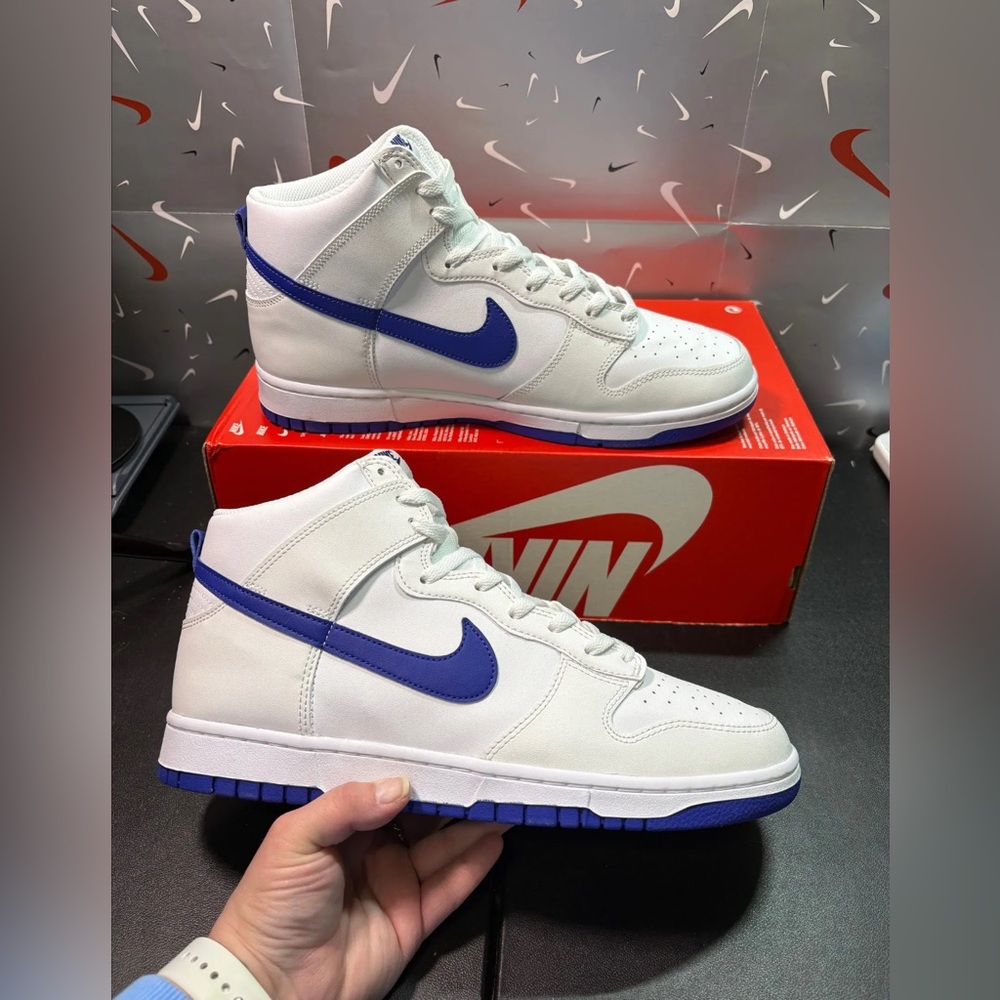 Size 12 Nike Dunk High White Concord - New